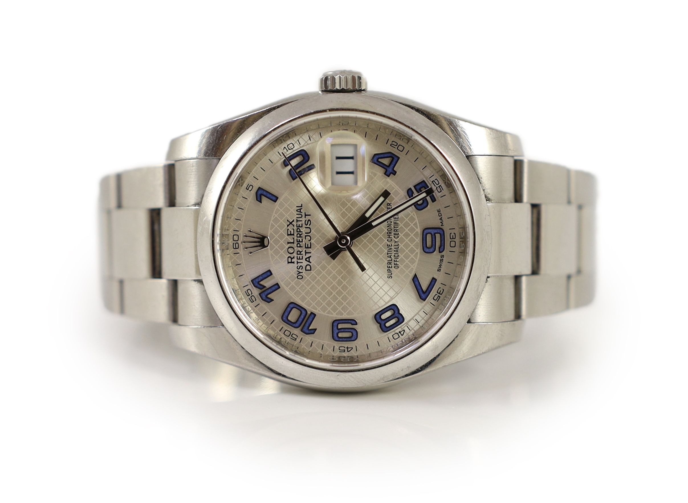 A gentleman's early 21st century stainless steel Rolex Oyster Perpetual Datejust wrist watch